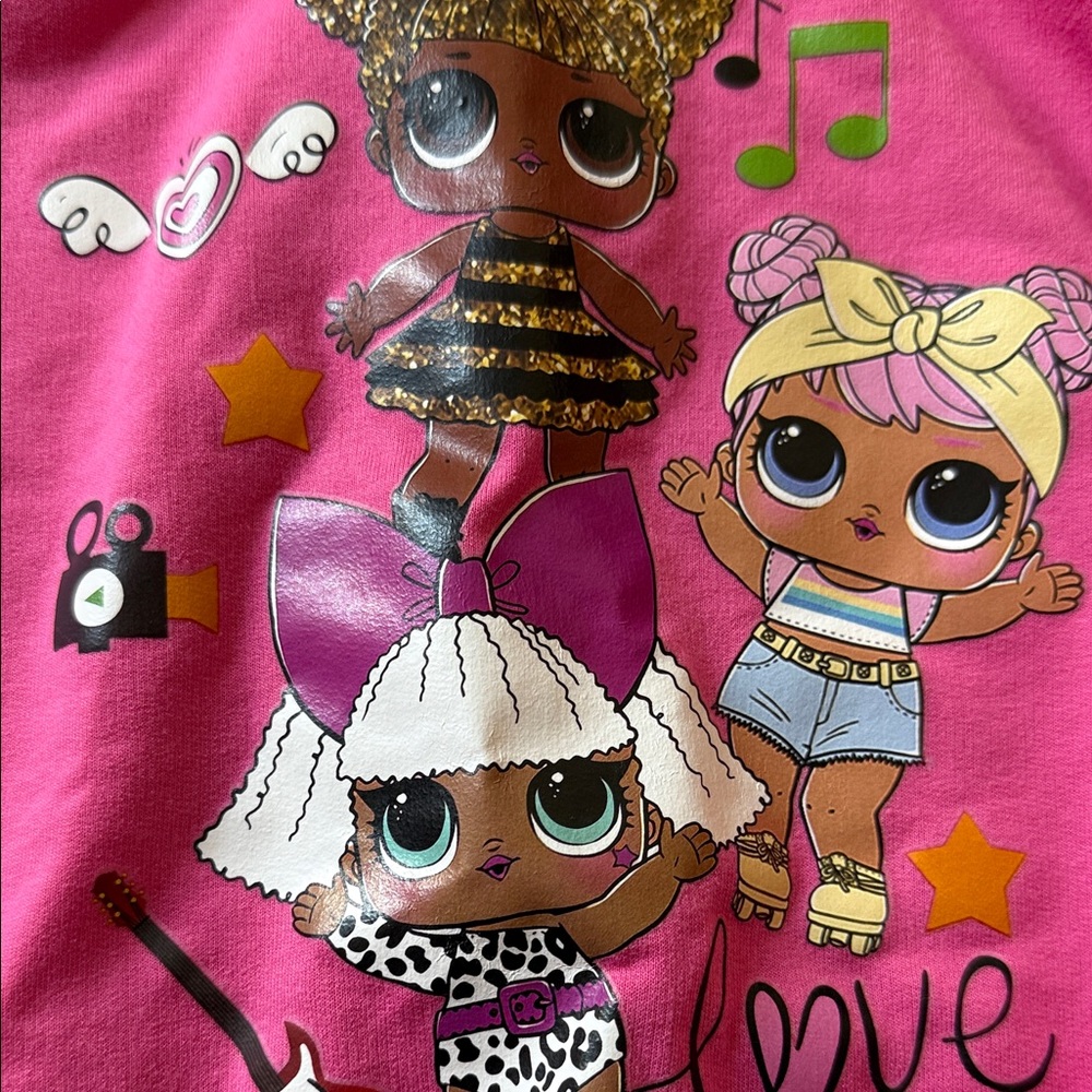 Pink Kids Hoodie with LOL Doll Characters - Picture 2 of 5